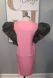 PINK RUFFLED CAMO DRESS