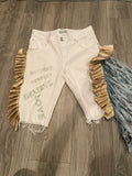 GOLDEN RUFFLE WHITED JEANS