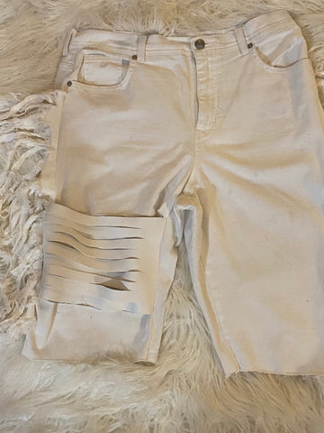 White Off the Chain Faux leather Denim Shorts