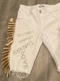 GOLDEN RUFFLE WHITED JEANS